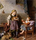 Playing with rabbits by Felix Schlesinger